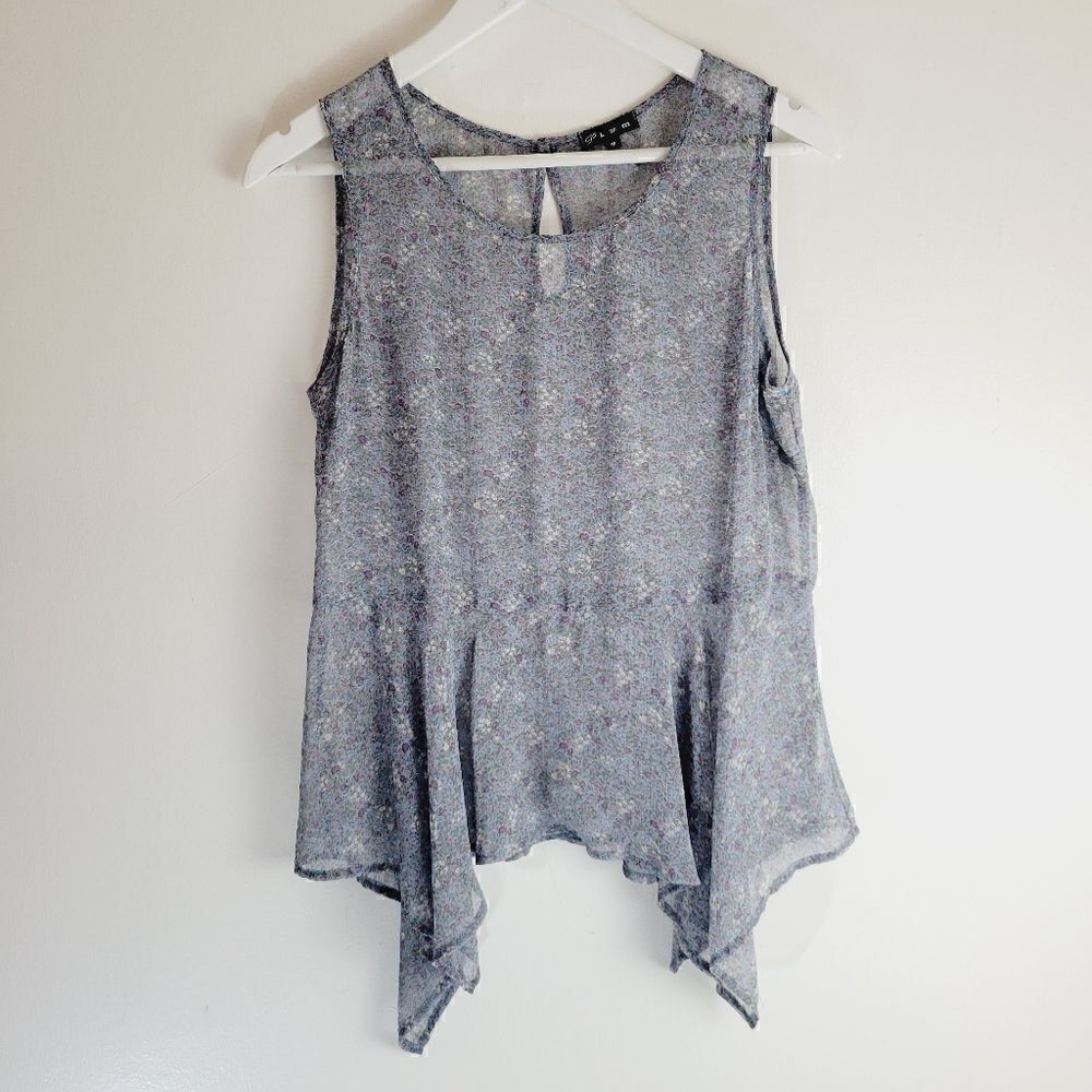 Plum Floral Sheer Waterfall Summer Top